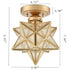 Modern Moravian Star Ceiling Light with Seeded Glass 8 Inches Brass