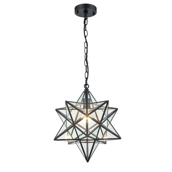 Modern Moravian Star Clear Glass Pendant Lights, 16 inches