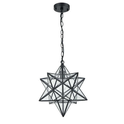Modern Moravian Star Clear Glass Pendant Lights, 16 inches