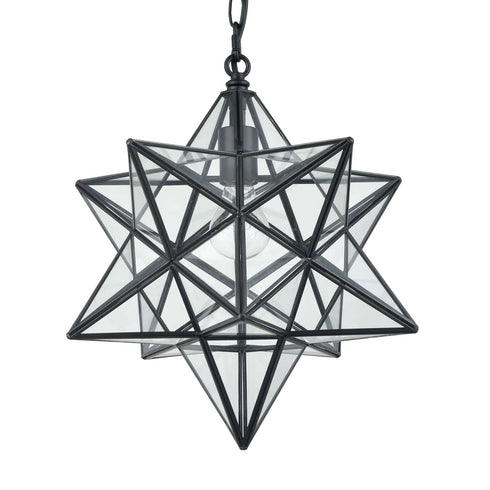 Modern Moravian Star Clear Glass Pendant Lights, 16 inches