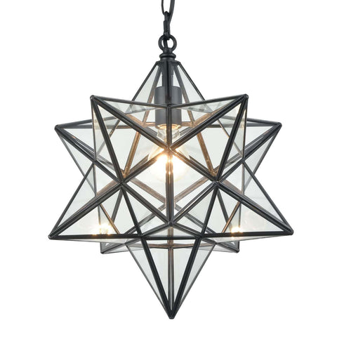 Modern Moravian Star Clear Glass Pendant Lights, 16 inches
