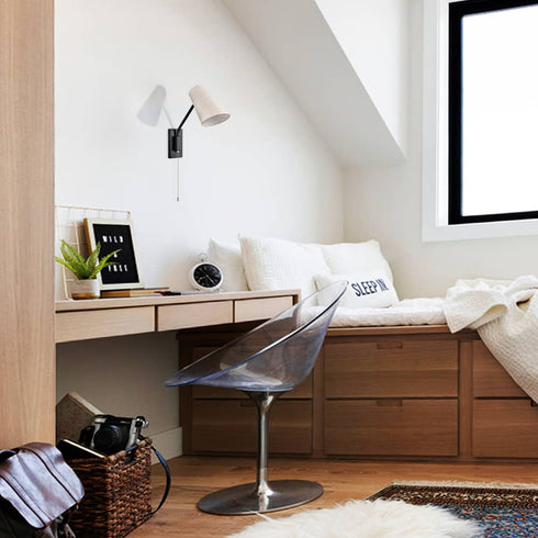 Modern Plug-in Wall Light Black Swing Arm Wall Lamp