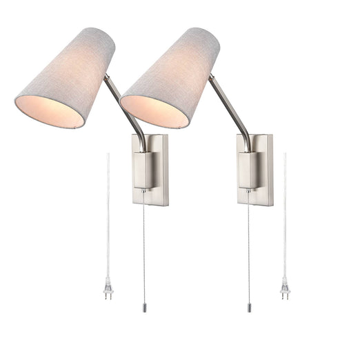 Modern Plug-in Wall Light Brushed Nickel Swing Arm Wall Lamp