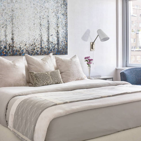 Modern Plug-in Wall Light Brushed Nickel Swing Arm Wall Lamp