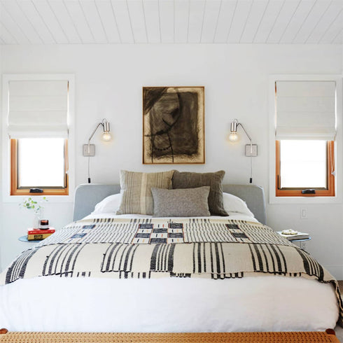 Modern Plug-in Wall Sconces Lighting Set of 2 with Switch, Brushed Nickel