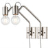 Modern Plug-in Wall Sconces Lighting Set of 2 with Switch, Brushed Nickel