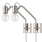 Modern Plug-in Wall Sconces Lighting Set of 2 with Switch, Brushed Nickel