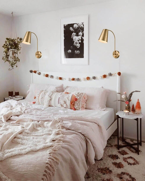 Modern Plug in Wall Sconce with Cord Set of 2 Brass Wall Light