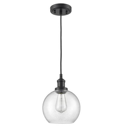 Modern Seeded Glass Globe Pendant Light Kitchen Island, Black