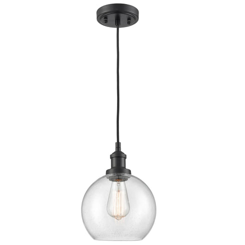 Modern Seeded Glass Globe Pendant Light Kitchen Island, Black