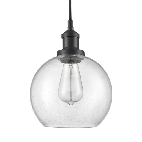Modern Seeded Glass Globe Pendant Light Kitchen Island, Black