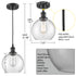 Modern Seeded Glass Globe Pendant Light Kitchen Island, Black