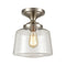 Modern Semi Flush Ceiling Light, Schoolhouse Clear Glass