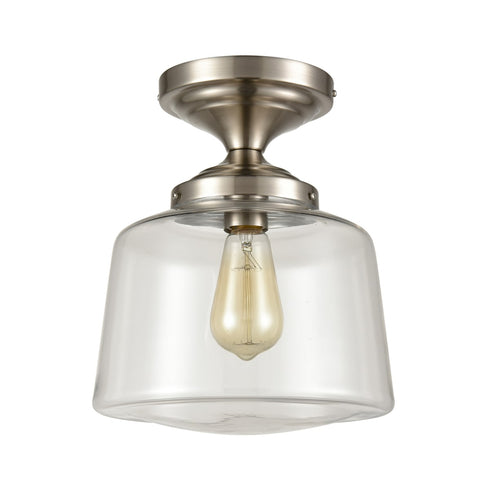 Modern Semi Flush Ceiling Light, Schoolhouse Clear Glass