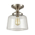 Modern Semi Flush Ceiling Light, Schoolhouse Clear Glass