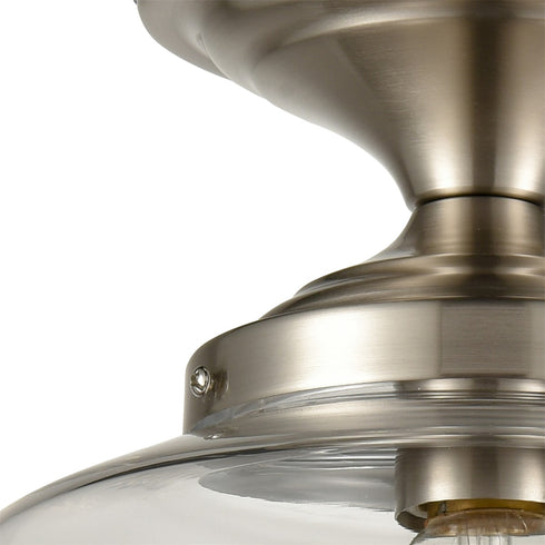 Modern Semi Flush Ceiling Light, Schoolhouse Clear Glass