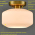 Modern Semi Flush Ceiling Lights Opal Glass Drum Shade