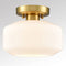 Modern Semi Flush Ceiling Lights Opal Glass Drum Shade