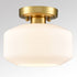 Modern Semi Flush Ceiling Lights Opal Glass Drum Shade
