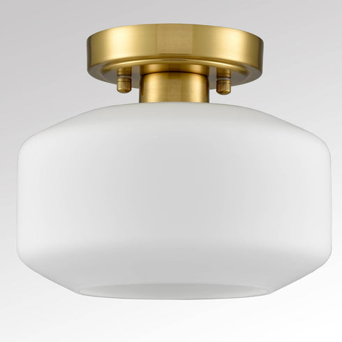 Modern Semi Flush Ceiling Lights Opal Glass Drum Shade