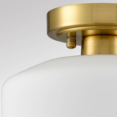 Modern Semi Flush Ceiling Lights Opal Glass Drum Shade