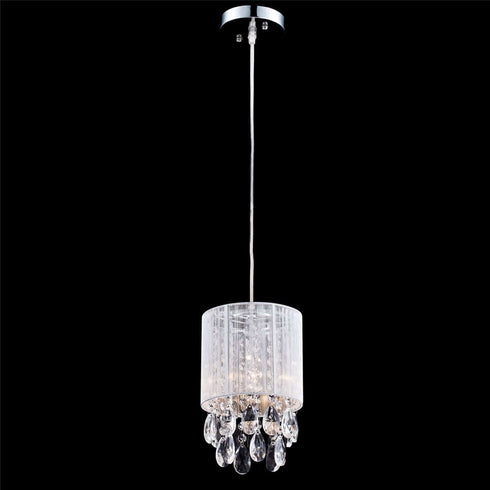 Bardi Modern Silver String Drum Shade Crystal Pendant Lighting
