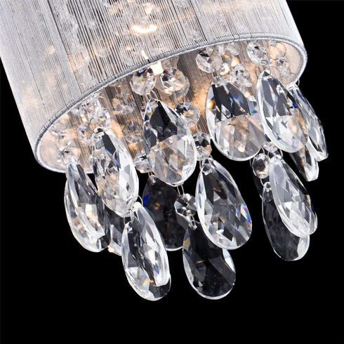 Bardi Modern Silver String Drum Shade Crystal Pendant Lighting