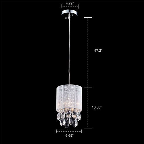 Bardi Modern Silver String Drum Shade Crystal Pendant Lighting