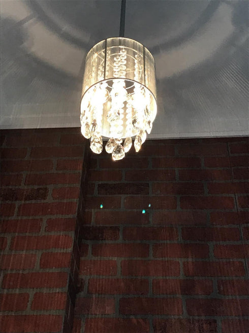 Bardi Modern Silver String Drum Shade Crystal Pendant Lighting