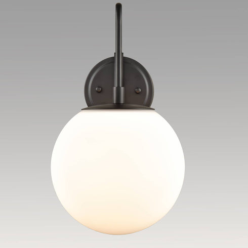 Modern Plug-in Wall Sconce Globe Swing Arm, Black with Switch