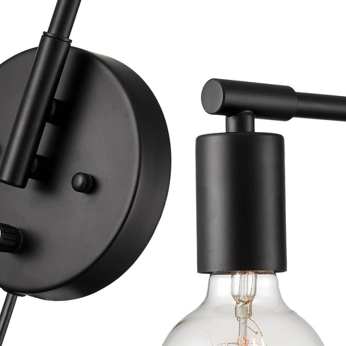 Modern Swing Arm Plug-in Black Wall Sconce Set of 2