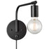 Modern Swing Arm Plug-in Black Wall Sconce Set of 2