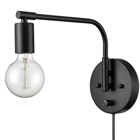 Modern Swing Arm Plug-in Black Wall Sconce Set of 2