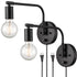 Modern Swing Arm Plug-in Black Wall Sconce Set of 2