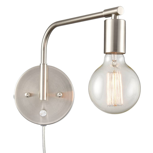 Modern Swing Arm Plug-in Wall Sconce Set of 2 Brushed Nickel