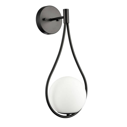 Modern Wall Sconce Milk Globe Light Black