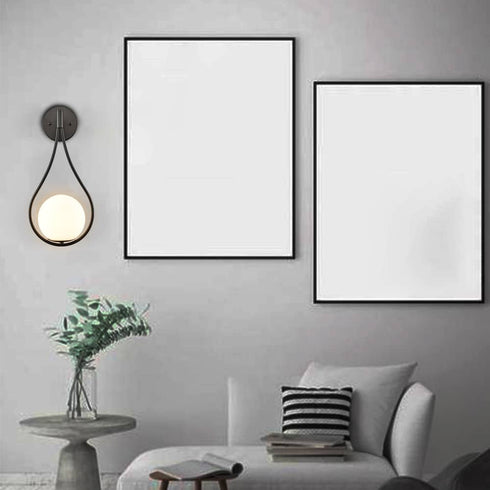 Modern Wall Sconce Milk Globe Light Black