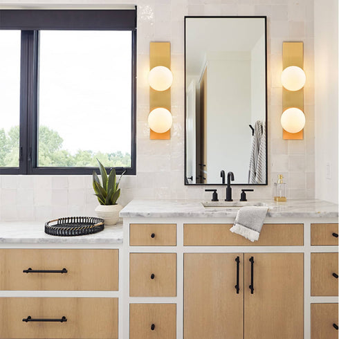 Brass Opal Globe Glass Sconce 2 Light