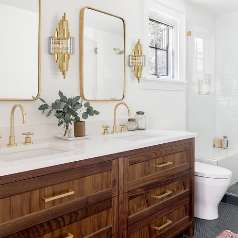 Modern Wall Sconces 2-Light Gold Wall Sconce Glass Wall Light Hallway Light