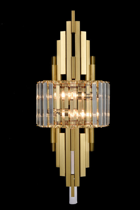 Modern Wall Sconces 2-Light Gold Wall Sconce Glass Wall Light Hallway Light