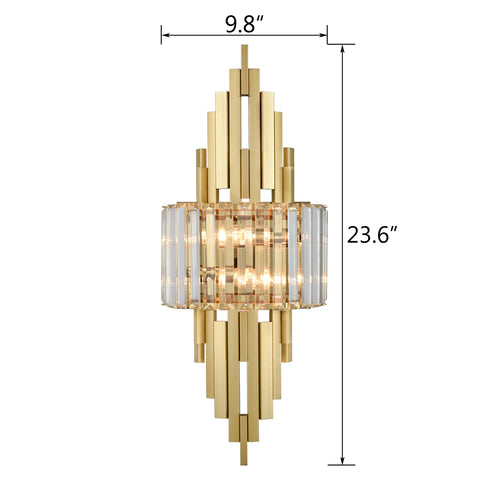 Modern Wall Sconces 2-Light Gold Wall Sconce Glass Wall Light Hallway Light