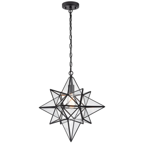 Moravian Star Light Black Pendant Lights Clear Glass Light 19 Inches