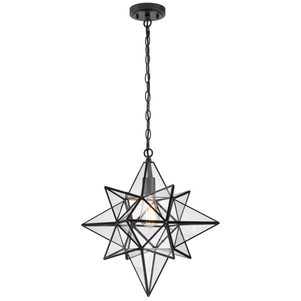 Moravian Star Light Black Pendant Lights Clear Glass Light 19 Inches
