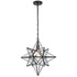 Moravian Star Light Black Pendant Lights Clear Glass Light 19 Inches