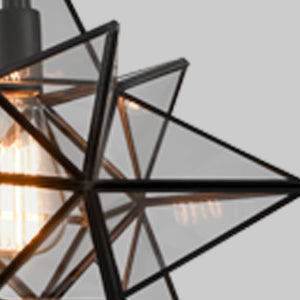 Moravian Star Pendant Lights Black Clear Glass Shade 16 Inches