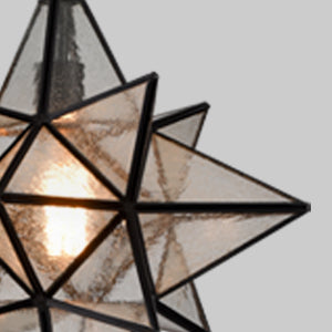 Moravian Star Pendant Lights Black Seeded Glass Shade 19 Inches