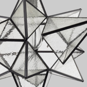 Moravian Star Pendant Lights Black Seeded Glass Shade 19 Inches