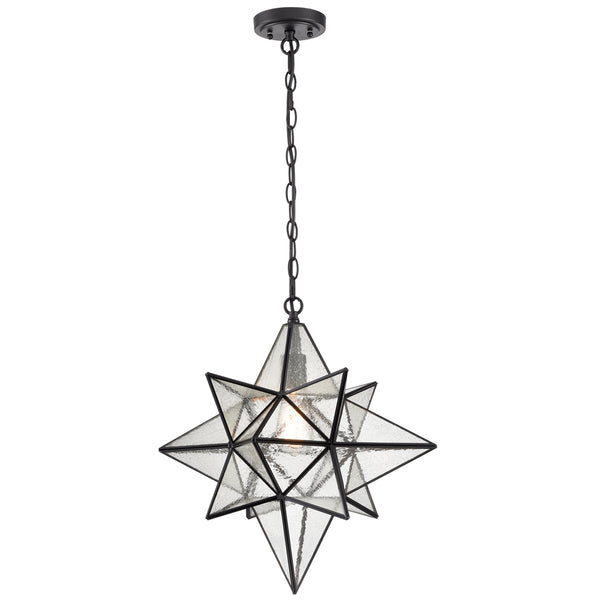 Moravian Star Pendant Lights Black Seeded Glass Shade 19 Inches