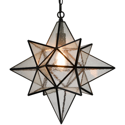 Moravian Star Pendant Lights Black Seeded Glass Shade 19 Inches