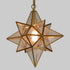 Moravian Star Pendant Lights Gold Finish Seeded Glass Shade 16 Inches